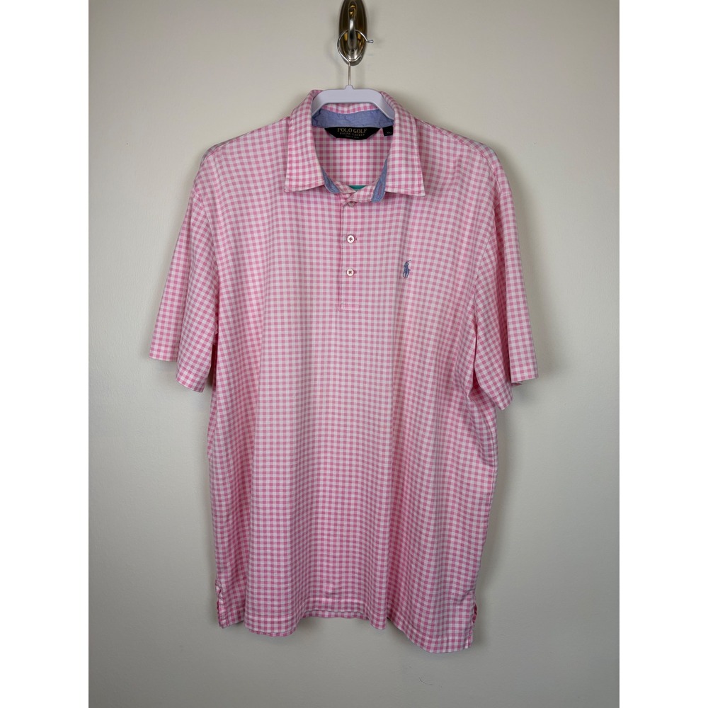Polo Golf Ralph Lauren Polo Shirt XL Pink Gingham Pima Cotton Checkered Preppy